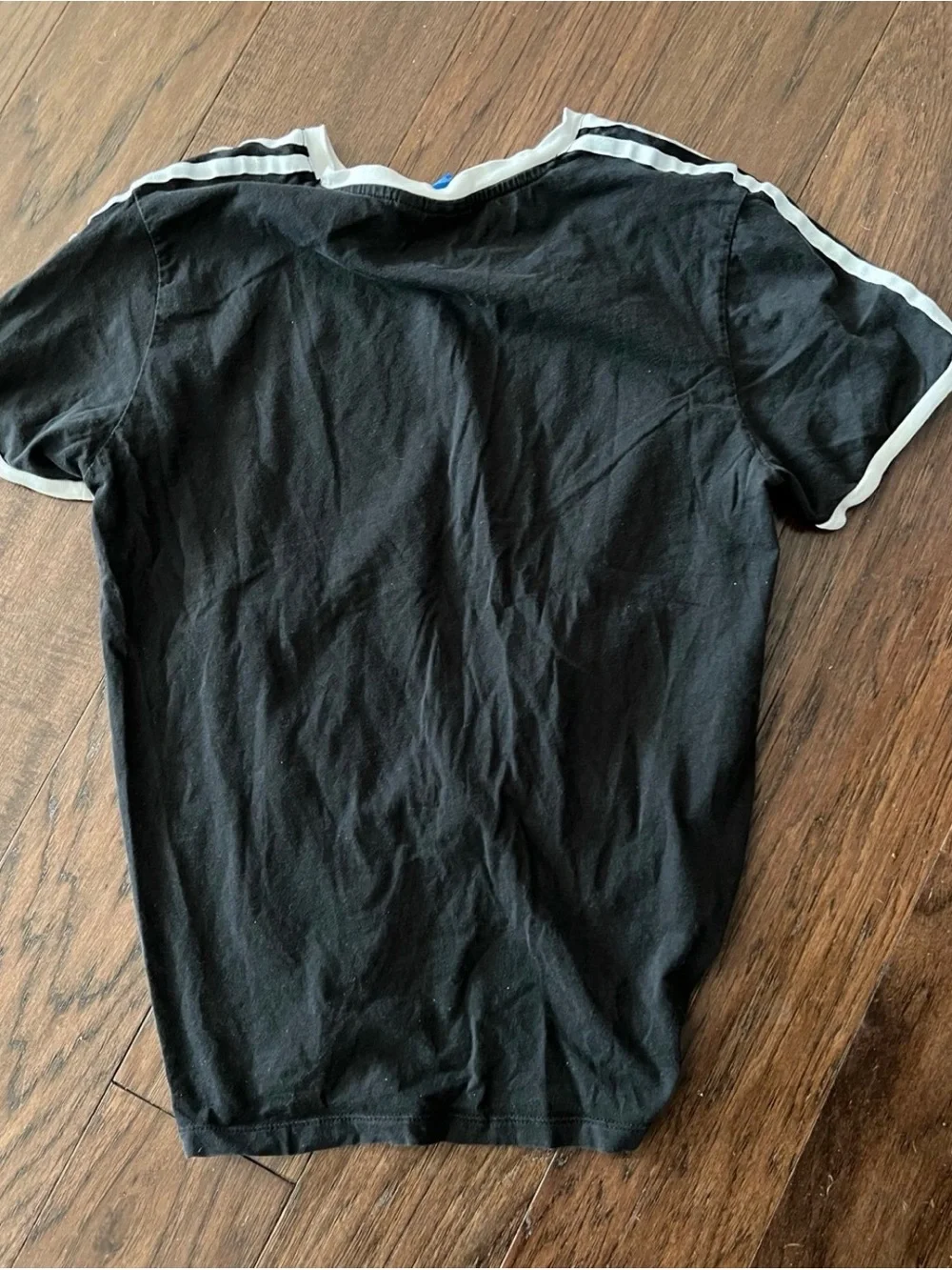 adidas Black Tee with White Trefoil and Stripes - Picture 5 of 5